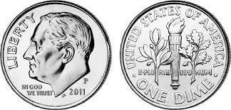 Head and tail of 1 Dime