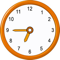 quarter to 6 on analog clock