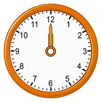 12 O clock on an analog clock